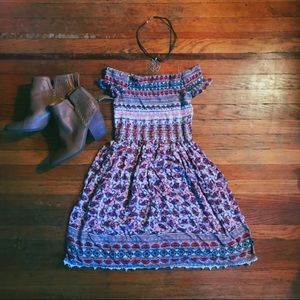Casual Boho Off The Shoulder Mini Dress